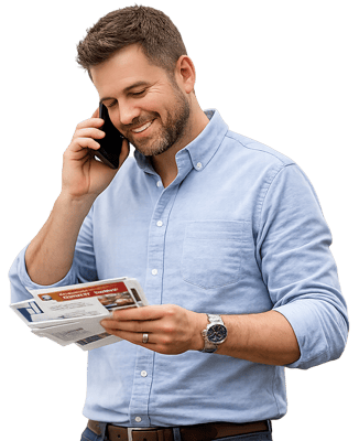 Man-looking-at-mail-on-phone